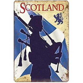 Новая металлическая жестяная вывеска Vintage Scotland Bagpipes Piper Silhouette Scottish Kitchen Club для дома, гостиной, сада, спальни