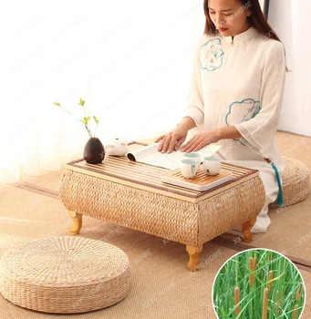 Чайный столик Татами Японский Дзен-столик с эркером из ротанга для мини-хранения