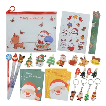 Рождественский набор канцелярских принадлежностей для вечеринки с рождественским карандашом, ластиком, пакетами для угощений для детей, классным подарком для студентов