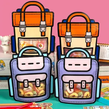 Пластиковые мультяшные портативные сумки на молнии для детского сада Детские Закуски Свадебные Сахарные Подарки Подарок на День рождения Сумки-мешочки