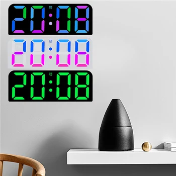 Светодиодные цифровые настенные часы с индикацией температуры, даты, времени, цикла, Умные электронные часы с дистанционным управлением, Настольные часы, Часы для домашнего декора