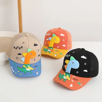 Детская бейсболка с мультяшным динозавром, уличная детская солнцезащитная шляпа для мальчиков и девочек, бейсболки Snapback, Весенне-летняя Регулируемая Пляжная шляпа