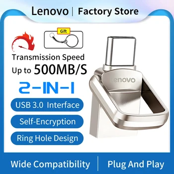 Lenovo 2 В 1 Type-c USB 3.0 Флэш-накопитель 2 ТБ 1 ТБ 512 ГБ 256 ГБ 128 ГБ USB-накопитель Высокоскоростной Флешки Для Игр Nintendo Switch
