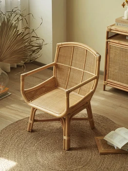 Кресло со спинкой из натурального ротанга, ретро-балкон, кресло для отдыха, кресло из ротанга для одного человека, небольшая квартира в семье