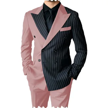 Повседневные костюмы из двух частей, контрастный мужской костюм, деловое платье, одежда для свадебной церемонии