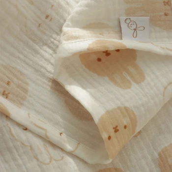 Одеяло с принтом, детское полотенце для душа, обертывание новорожденных, 2-слойное хлопчатобумажное муслиновое полотенце