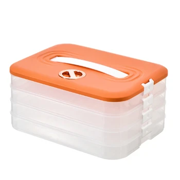 Ящик для хранения пельменей, Коробка для заморозки пельменей, холодильник, Многослойная заморозка, Коробка для пельменей быстрой заморозки, Оранжевый