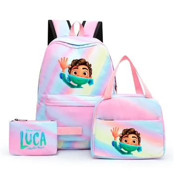 3шт Disney Luca Alberto Sea Monster Красочный Рюкзак с Сумкой для Ланча, Повседневные Школьные Сумки для Мальчиков И Девочек, Студенческие Наборы