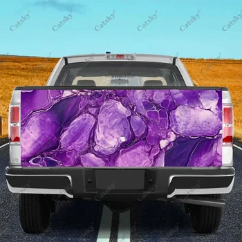 Фиолетовая и золотистая Мраморная Обертка задней двери грузовика Материал Профессионального класса, Универсальный, подходит для Полноразмерных грузовиков, Устойчивый к Атмосферным воздействиям