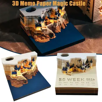 3D Блокнот Волшебный Замок 2024 Календарь Блокнот Для Заметок Блокнот Новизны Канцелярские Принадлежности Дизайн Бумаги Аксессуары Заметки Подарок H4H4