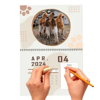 Настенный Календарь на 2024 Год 12-Месячный Календарь С Забавным Котом На Январь 2024 Декабрь 2024 Ежедневное Расписание Минималистичный Офисный Настенный Календарь Для Советников