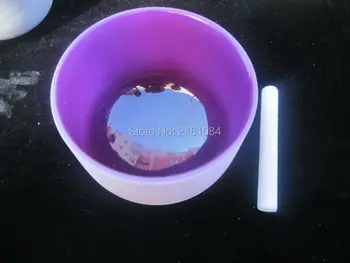 8-Дюймовая поющая чаша из матового хрусталя B Crown Chakra фиолетового цвета со свободной замшей и уплотнительным кольцом