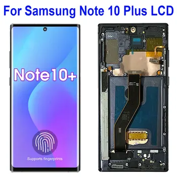 Для Amoled Note 10 Plus Экран для Samsung Galaxy Note10 + N975F ЖК-дисплей Сенсорный Экран с Рамкой, Поддерживающий Отпечатки пальцев S Pen