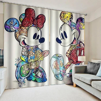 Затемняющие шторы Disney с Микки и Минни для гостиной, затемняющие шторы для гостиной, домашний декор, подарки для детей