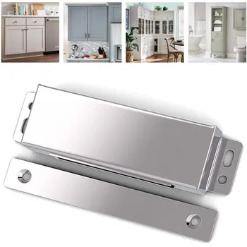 Магнитная дверная защелка Нержавеющая сталь Серебристые защелки для кухонных шкафов Магнитные защелки для дверных шкафов Фурнитура