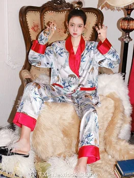 Весенне-летняя Пижама Контрастного цвета с Тигровым принтом, Комплект из 2 пижам из синтетического шелка и вискозы для ношения на улице