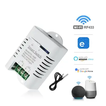 Интеллектуальный переключатель с индикатором, беспроводной контроль температуры и влажности, переключатель Wi-Fi 16A, совместимый с Alexa Home