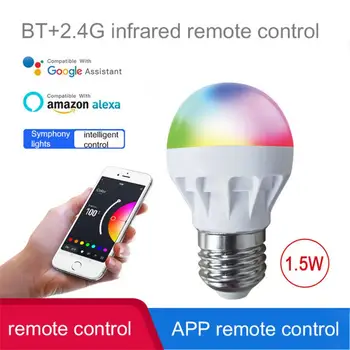 G45 bluetooth-совместимая + Инфракрасная Лампа дистанционного управления RGB E26 Smart Bulb с регулируемой яркостью 1,5 Вт E26 RGB LED Лампа для изменения цвета