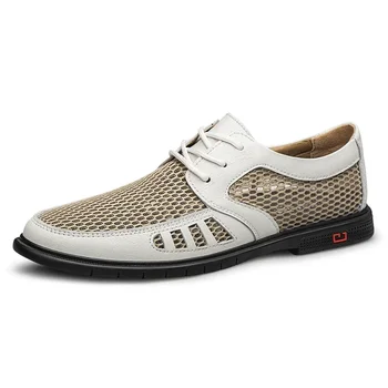 Новые Летние Мужские модельные туфли в деловом стиле, Дышащая Мужская Модная Повседневная обувь Из натуральной кожи, Оксфорды, Рабочая обувь, Zapatos Hombre