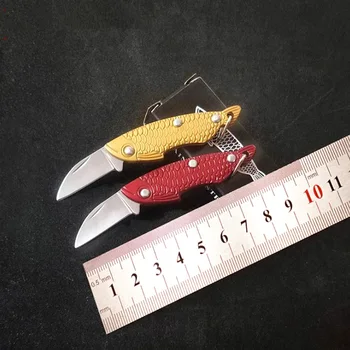 Творческий Мини-Складной Нож В Форме Рыбы Открытый EDC Портативный Складной Нож Из Нержавеющей Стали Карманный Изысканный Компактный Брелок Для Ключей