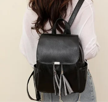 Женский Новый Роскошный Модный рюкзак из мягкой кожи с кисточками, большой емкости, дорожные сумки через плечо, ноутбук, Школьная сумка, сумки-тотализаторы