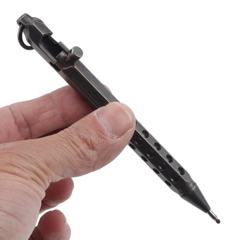 Креативная латунная ручка Ручной пулемет, ретро шестиугольная латунная ручка, ручка для подписи, канцелярские принадлежности, высококачественная подарочная ручка
