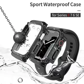 Для Apple Watch Case 44 мм 45 мм 49 мм 40 41 мм Защитная Пленка из закаленного Стекла iWatch se Ultra 9 8 7 6 SE 5 водонепроницаемый Чехол Бампер