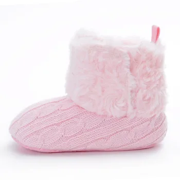 Плюшевые теплые детские зимние ботинки, обувь для маленьких девочек, Хлопчатобумажная обувь для первых ходунков, нескользящие детские ботинки, обувь для малышей для девочек 13-18 месяцев