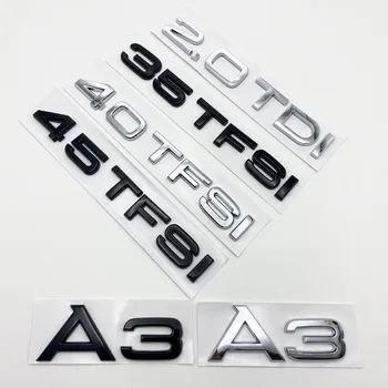 3D Плоские Буквы ABS Эмблема 2.0TDI 35TFSI 40TFSI для Audi A3 S3 Крышка Багажника Автомобиля Именная Табличка Значок Наклейка С Логотипом Хром Глянцевый Черный