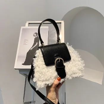 Осенне-зимние сумки из овечьей шерсти, 2021 Новая модная портативная сумка-мессенджер, универсальная, простая, легкая, роскошная, большой емкости, новая
