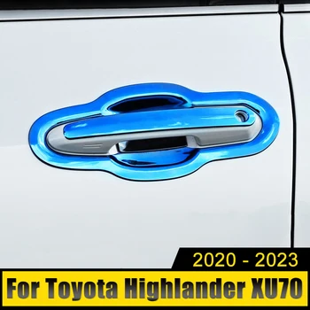 Наклейки на наружную дверную ручку автомобиля из нержавеющей стали, защелки чаши, накладки для Toyota Highlander XU70 Kluger 2020 2021 2022 2023 Hybrid