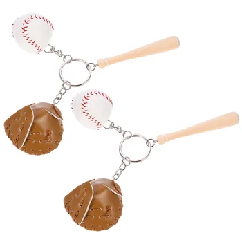 Бейсбольная подвеска, 2 предмета, Спортивное кольцо для ключей, Бейсбольные мячи, брелок для рюкзака, деревянные Аксессуары, подарки для мисс Боулинг