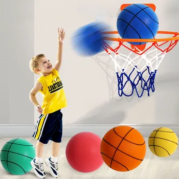 Бесшумный баскетбол в помещении, спортивные надувные мячи из вспененного материала высокой плотности, бесплатная переносная сетка для тренировок с мячом для детей и взрослых
