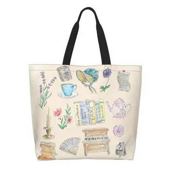 Сумка-тоут с иллюстрациями Джейн Остин в стиле Каваи, прочная холщовая сумка для покупок на плечо