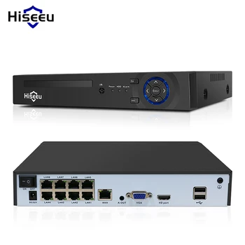 Hiseeu H5NVR-P-8 8-канальный POE NVR IP-камера видеонаблюдения H.265 + Система видеонаблюдения 8-Мегапиксельный 4K аудио-видеомагнитофон с распознаванием лиц