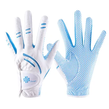 1 Пара перчаток для гольфа Женские из искусственной кожи Силиконовые Дышащие Нескользящие спортивные перчатки