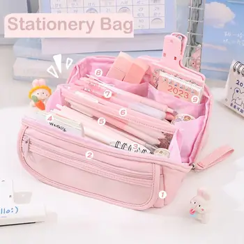 Косметичка, сумка для карандашей, Корейский минимализм, водонепроницаемая сумка для канцелярских принадлежностей, держатель для карандашей большой емкости для детей